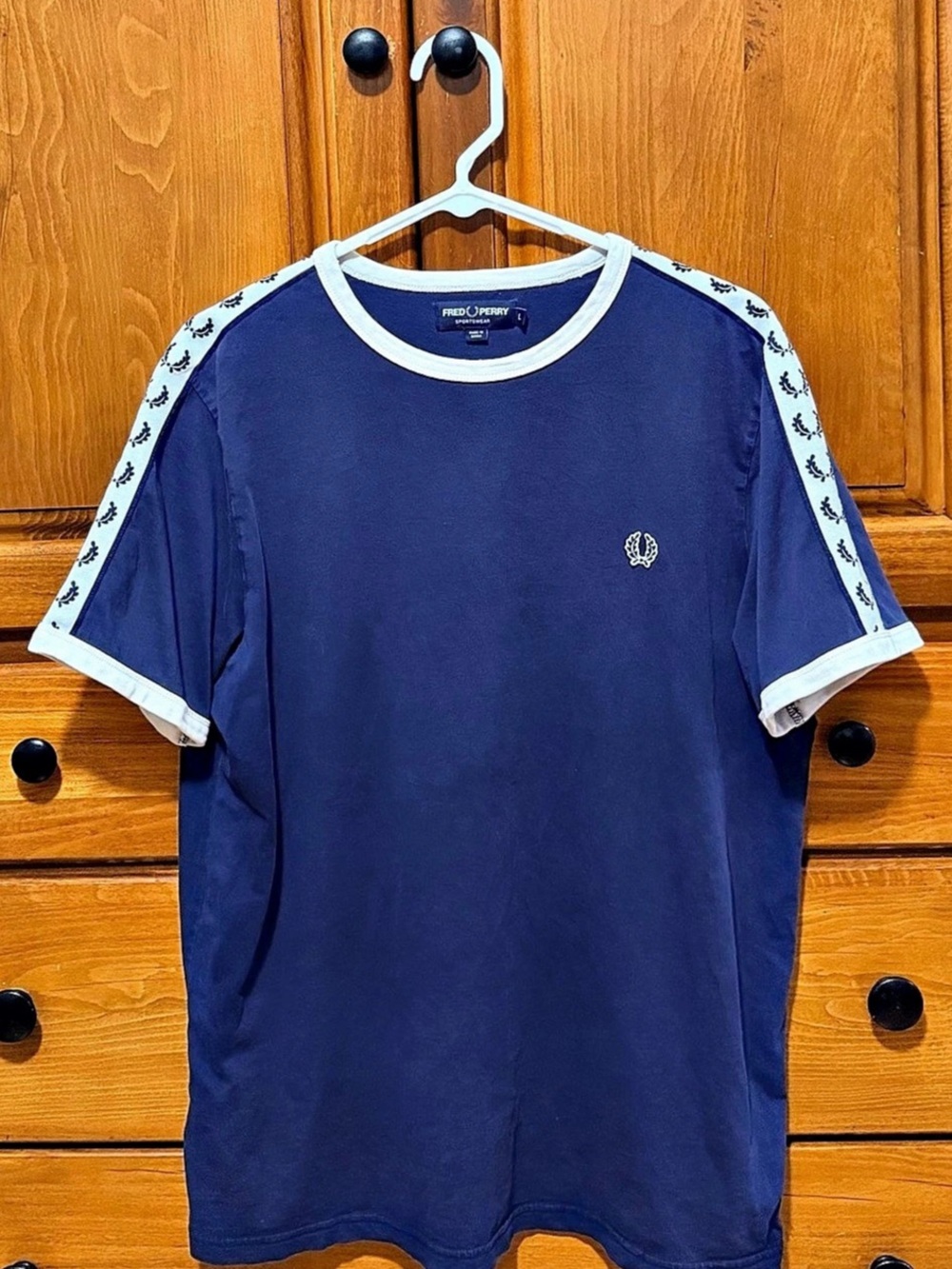 Fred Perry Taped Ringer T-Shirt Blue & White Men’s Size L